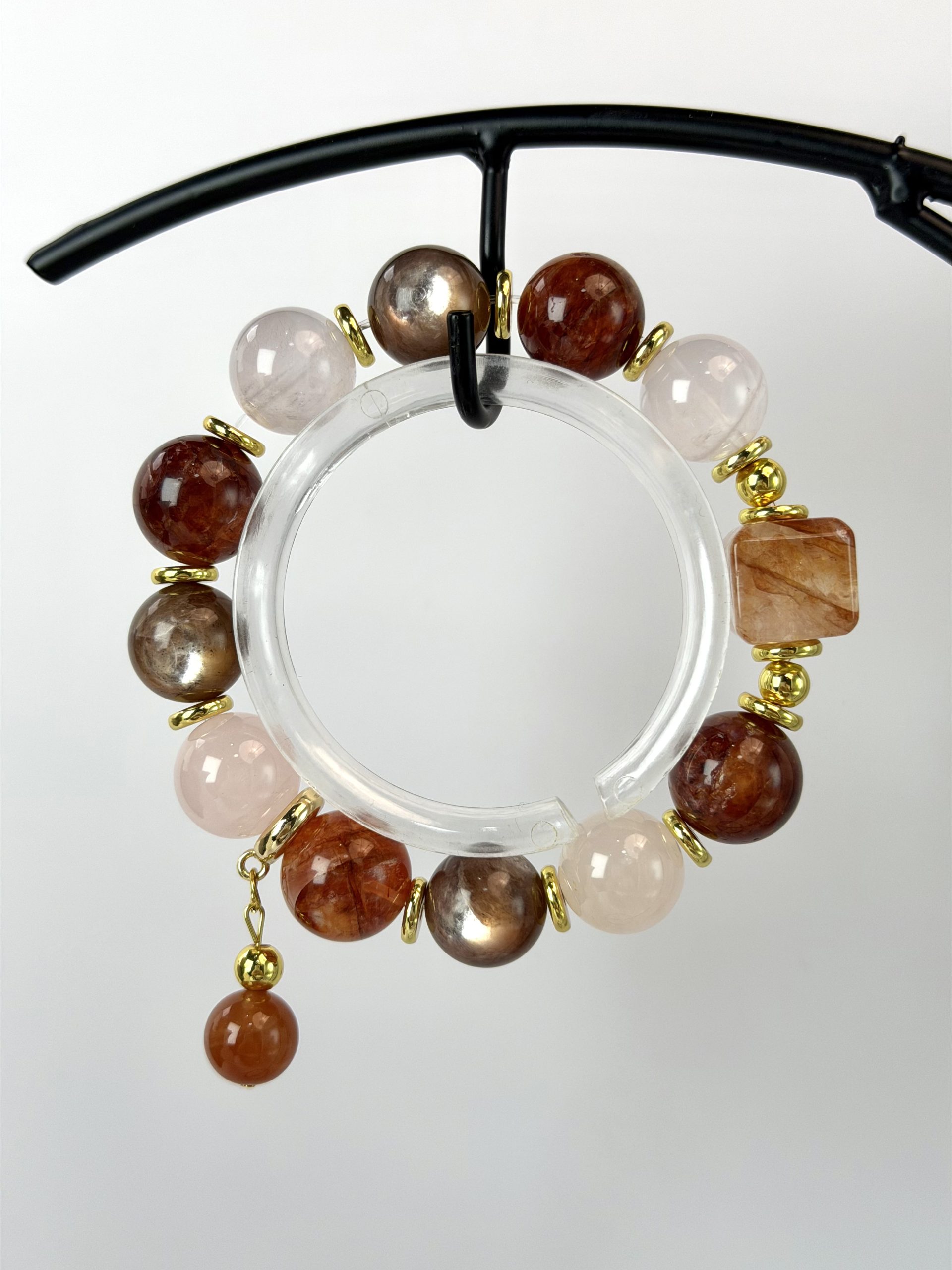 Radiant Harmony Bracelet | Rose Quartz, Lepidolite & Red Hematoid Quartz for Emotional Balance & Inner Glow - Image 2