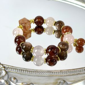 Radiant Harmony Bracelet | Rose Quartz, Lepidolite & Red Hematoid Quartz for Emotional Balance & Inner Glow