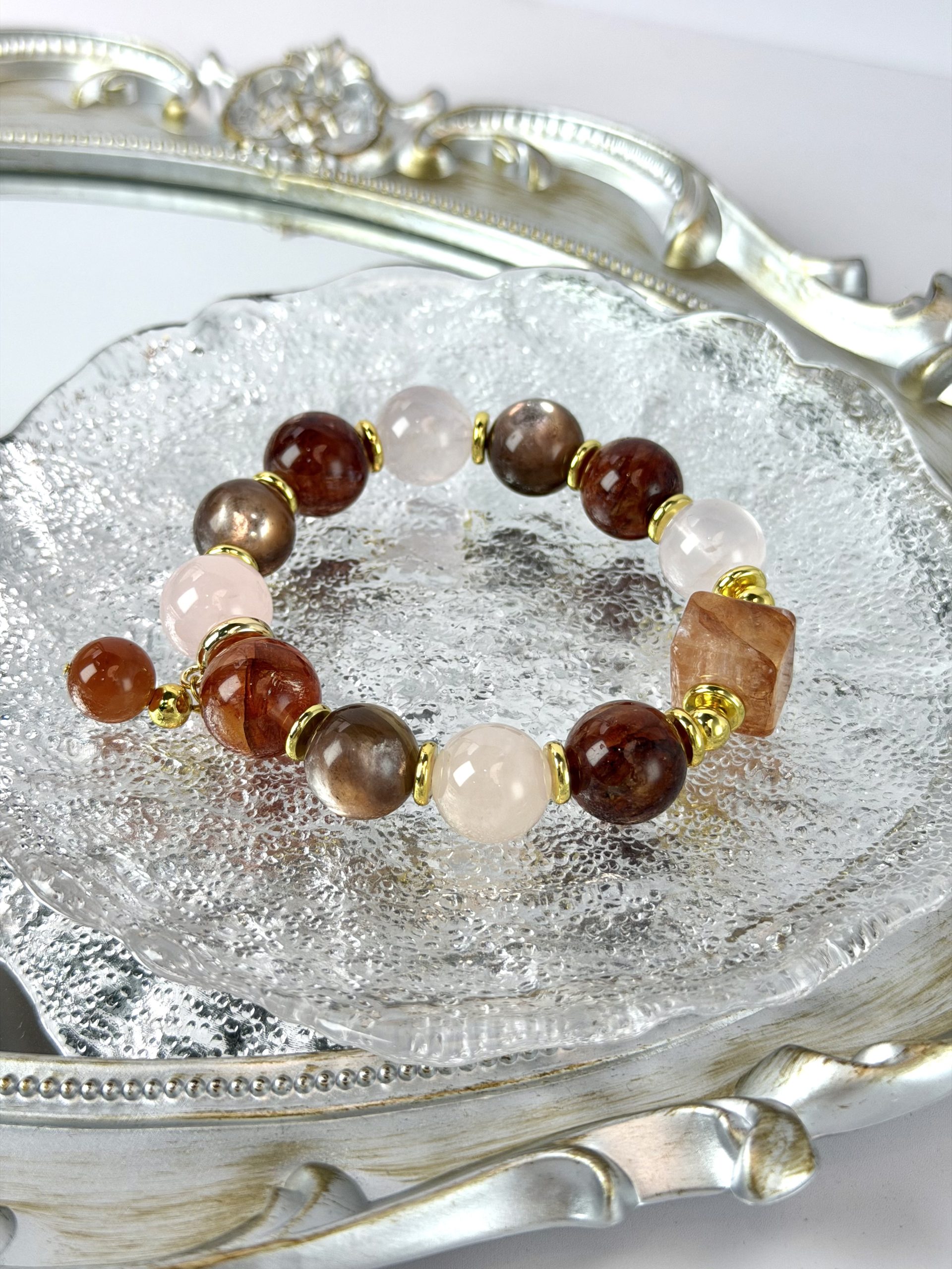 Radiant Harmony Bracelet | Rose Quartz, Lepidolite & Red Hematoid Quartz for Emotional Balance & Inner Glow - Image 5