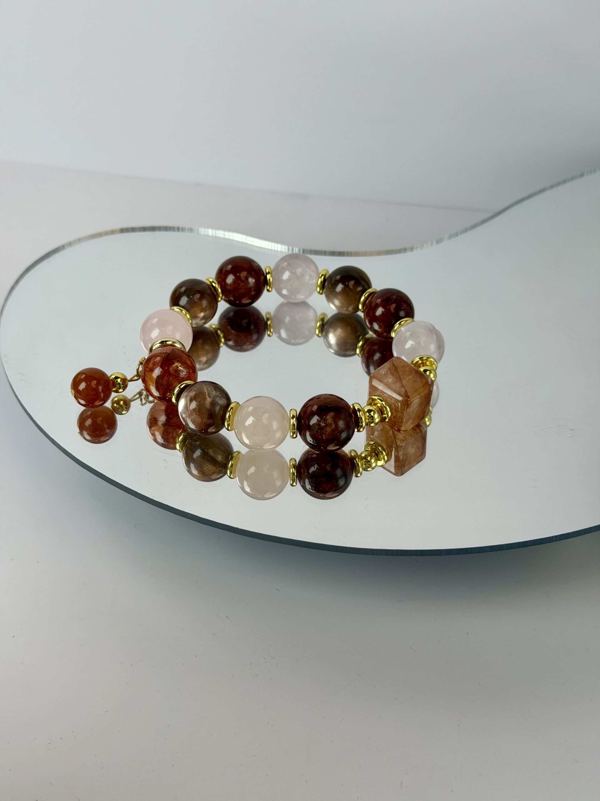Radiant Harmony Bracelet | Rose Quartz, Lepidolite & Red Hematoid Quartz for Emotional Balance & Inner Glow - Image 3