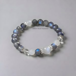 Lunar Glow Bracelet showing 10mm bead diameter